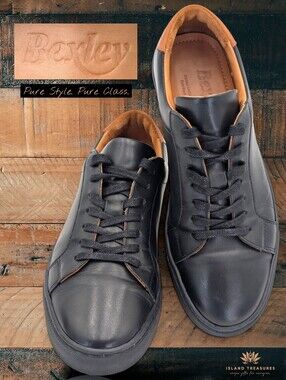 Bexley Inglewood Sz 8.5 Men's Low Top Genuine Italian Leather Black & Brown Heel